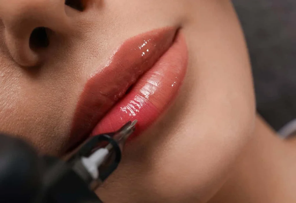Lippen-Pigmentierung in Nahaufnahme